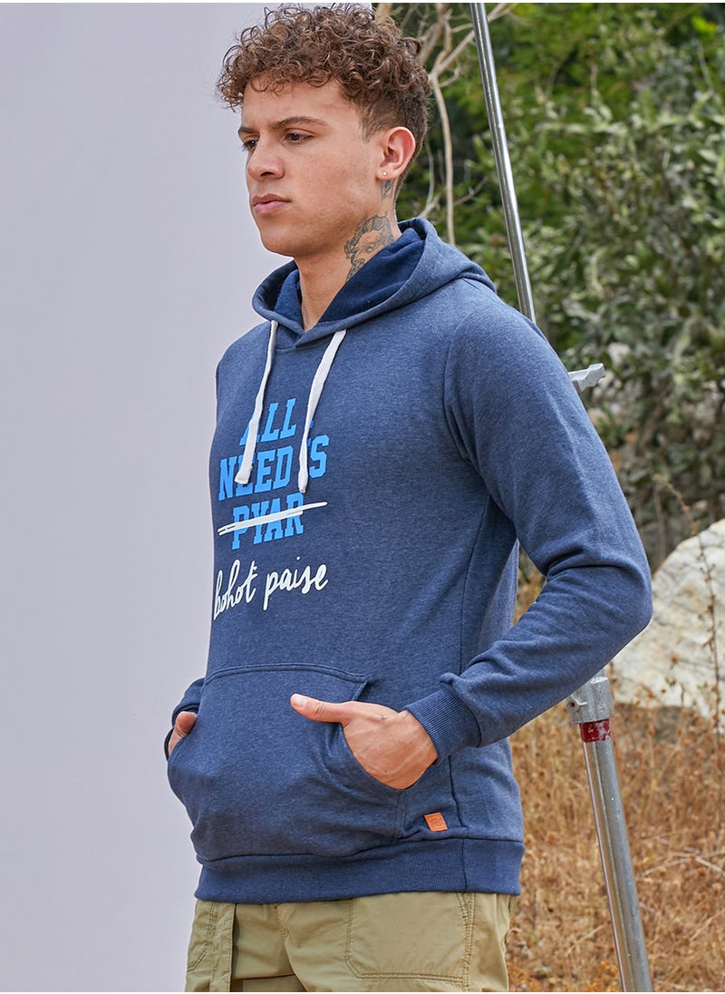 Men's Blue All I Need Hoodie With Kangaroo Pocket