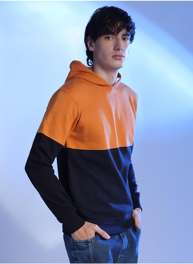 Men's Mustard Yellow & Onyx Black Contrast Blcok Sweatshirt