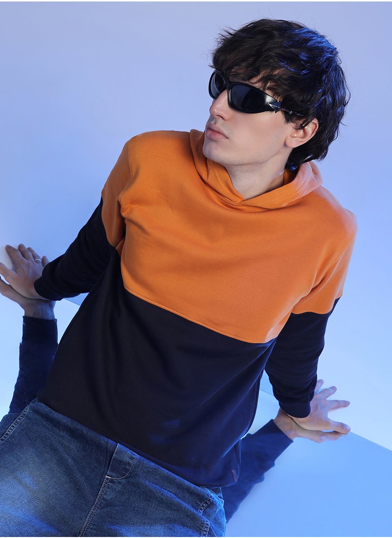 Men's Mustard Yellow & Onyx Black Contrast Blcok Sweatshirt