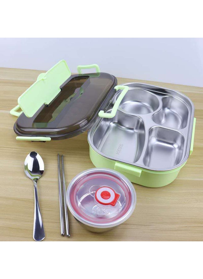 Daily Use Lunch Box/freshness Preservation Box Rice Box/freshness Preservation Box Rice-Specifications:Four-compartment Soup Bowl Green (spoon To Chopsticks) Large 1500ml