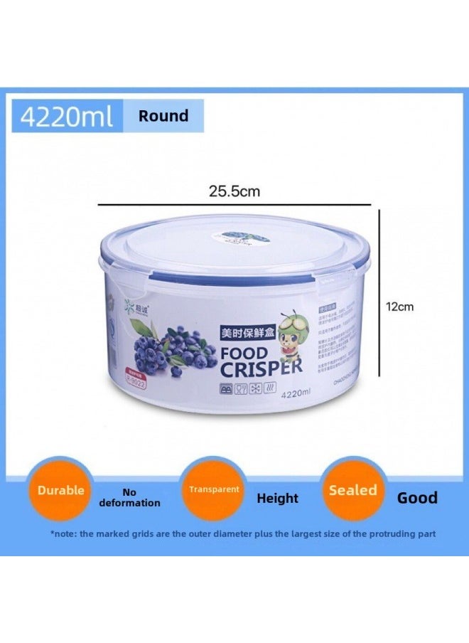 Special Fresh-keeping Box For Refrigerator Suit Microwave Heating Lunch Box Plastic Box Rectangular Food Lunch Box Plastic-Specifications:Round 4220ml Large Sealed Box