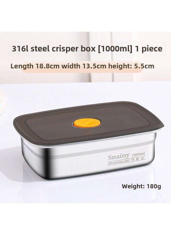 Stainless Steel Fresh-keeping Box Equipped With Vegetable Small Material Box With Sealed Lid Refrigerator Food Fruit Fresh-keeping Box Stainless Steel-Specifications: 1000ml Crisper Box-Color: 5 Pack