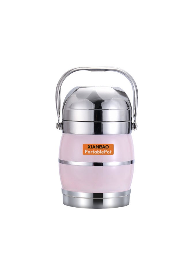 Lunch Box With Bowl Lid Multi-layer Pot Large Capacity Rice Bucket For Office Workers Stainless Steel Insulated Lunch Box-Specification:1.6L-Colour:Mixed Colors