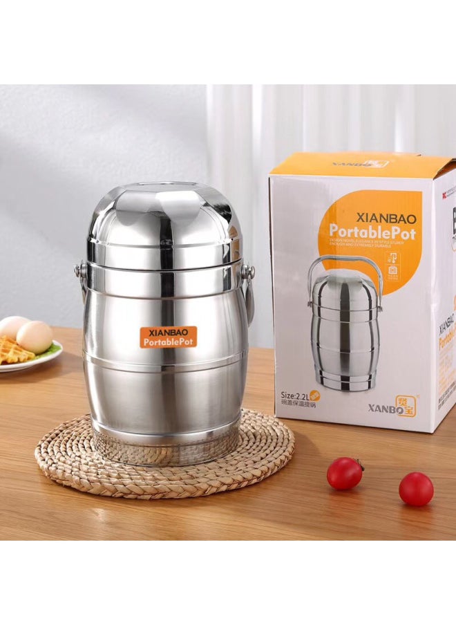 Lunch Box With Bowl Lid Multi-layer Pot Large Capacity Rice Bucket For Office Workers Stainless Steel Insulated Lunch Box-Specification:1.6L-Colour:Mixed Colors