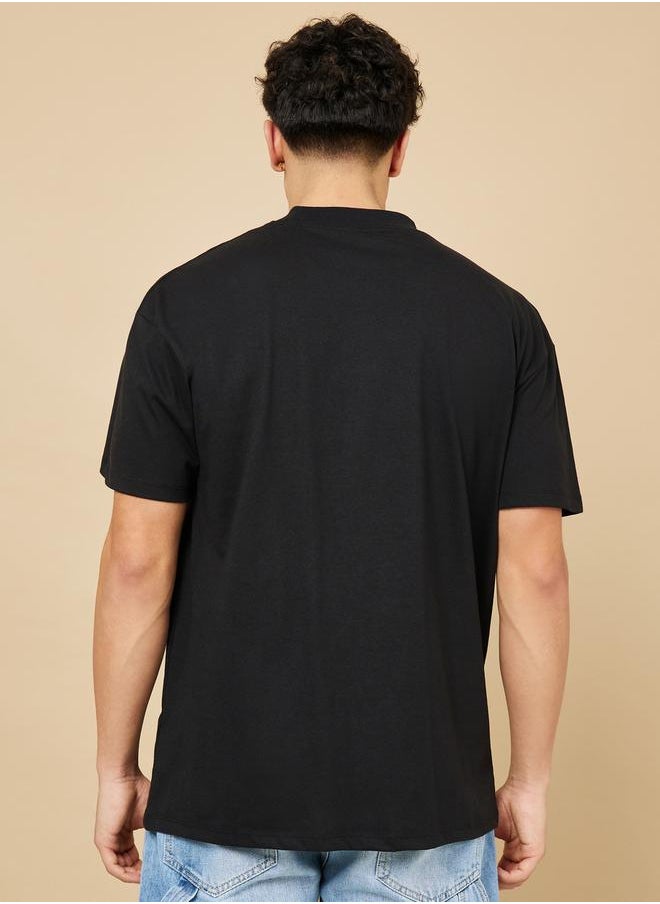 Mock Neck Oversize T Shirt