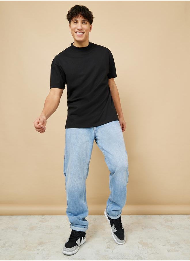 Mock Neck Oversize T Shirt