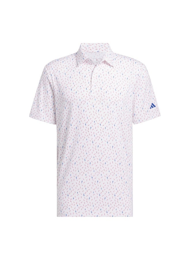 Adidas Ult365 Aop Polo White Golf Polo Shirts For Men S
