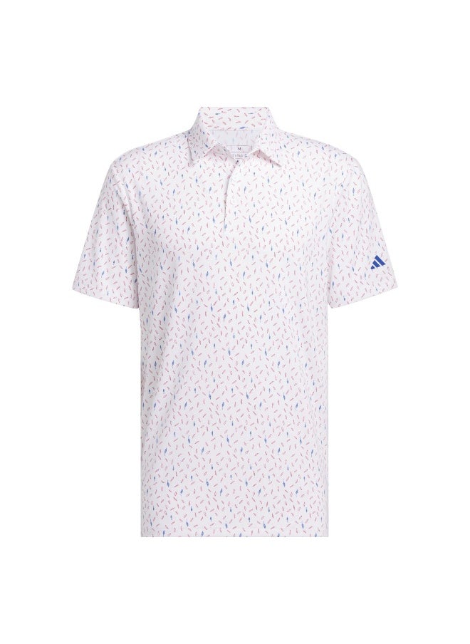 Adidas Ult365 Aop Polo White Golf Polo Shirts For Men S