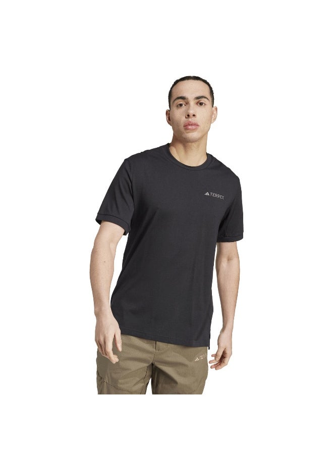 Adidas Xpl Logo Tee Black Hiking T-Shirts For Men Xs