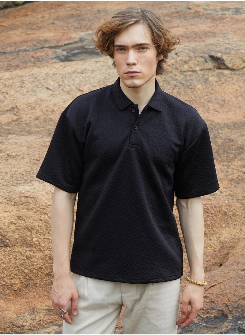 Men's Onyx Black Zigzag-Tactile T-Shirt