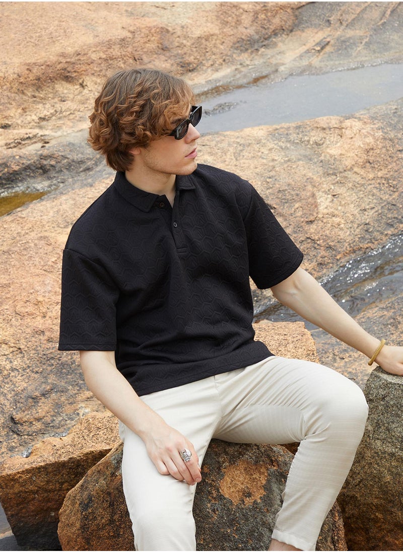 Men's Onyx Black Zigzag-Tactile T-Shirt