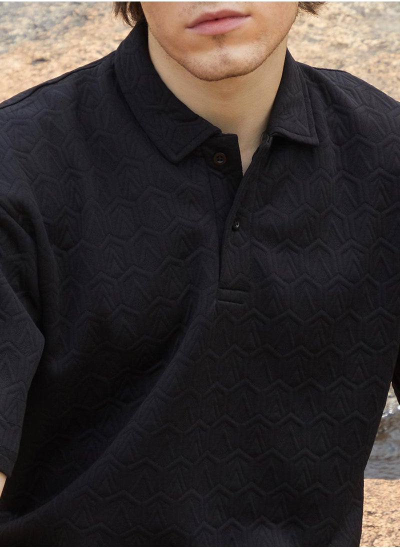 Men's Onyx Black Zigzag-Tactile T-Shirt