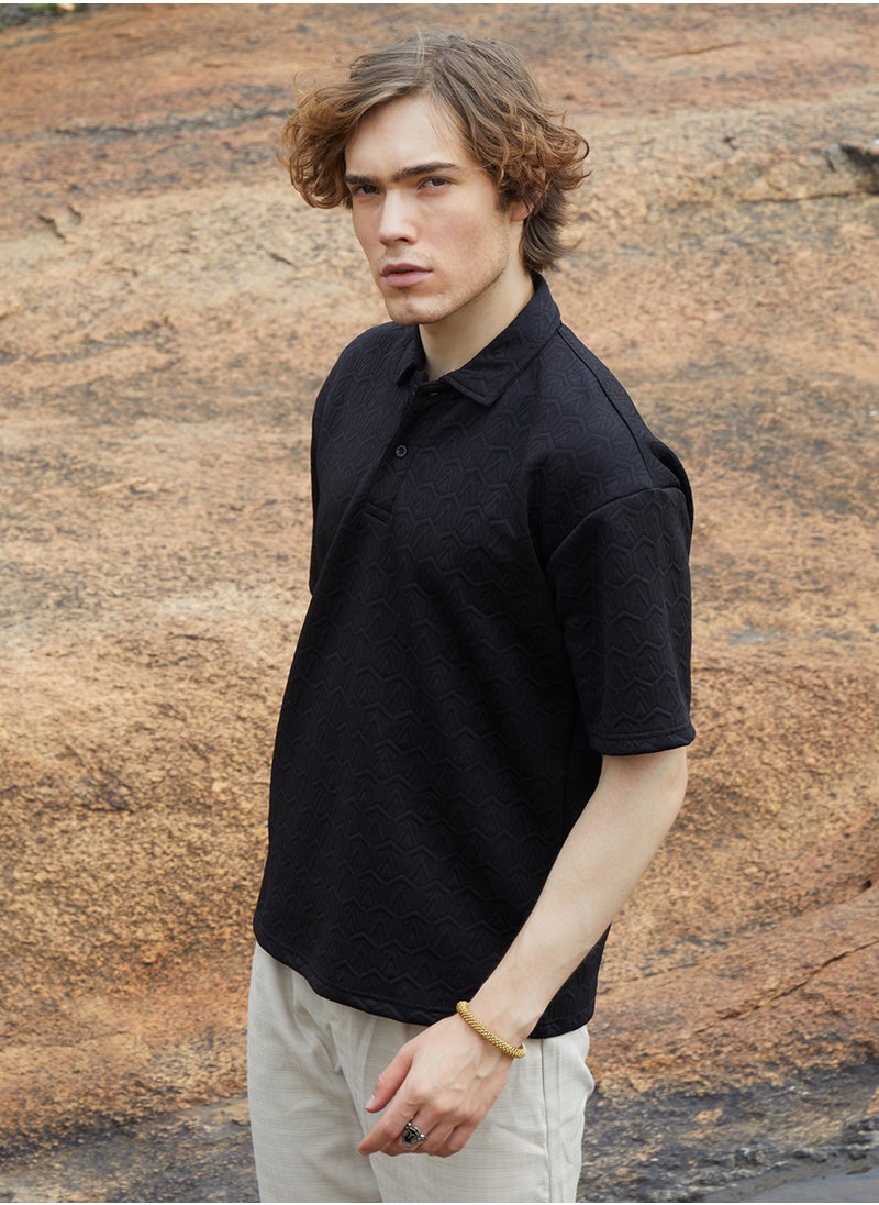 Men's Onyx Black Zigzag-Tactile T-Shirt