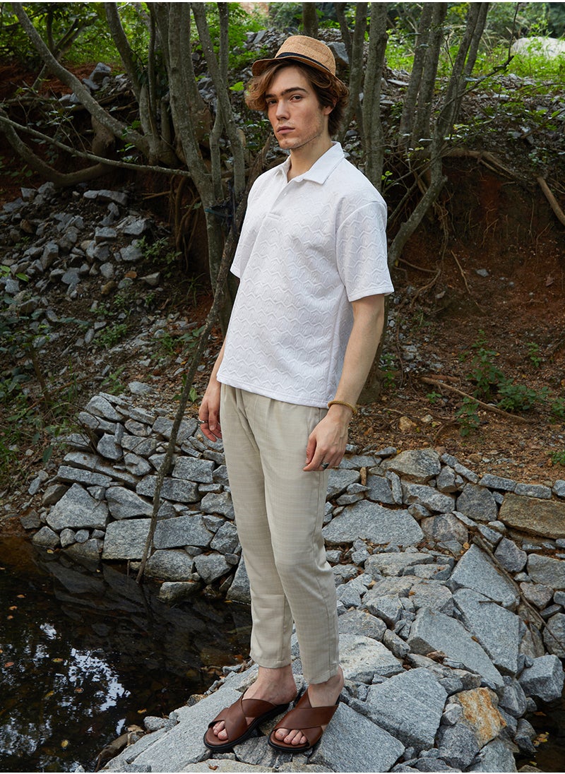 Men's Daisy White Zigzag-Tactile T-Shirt