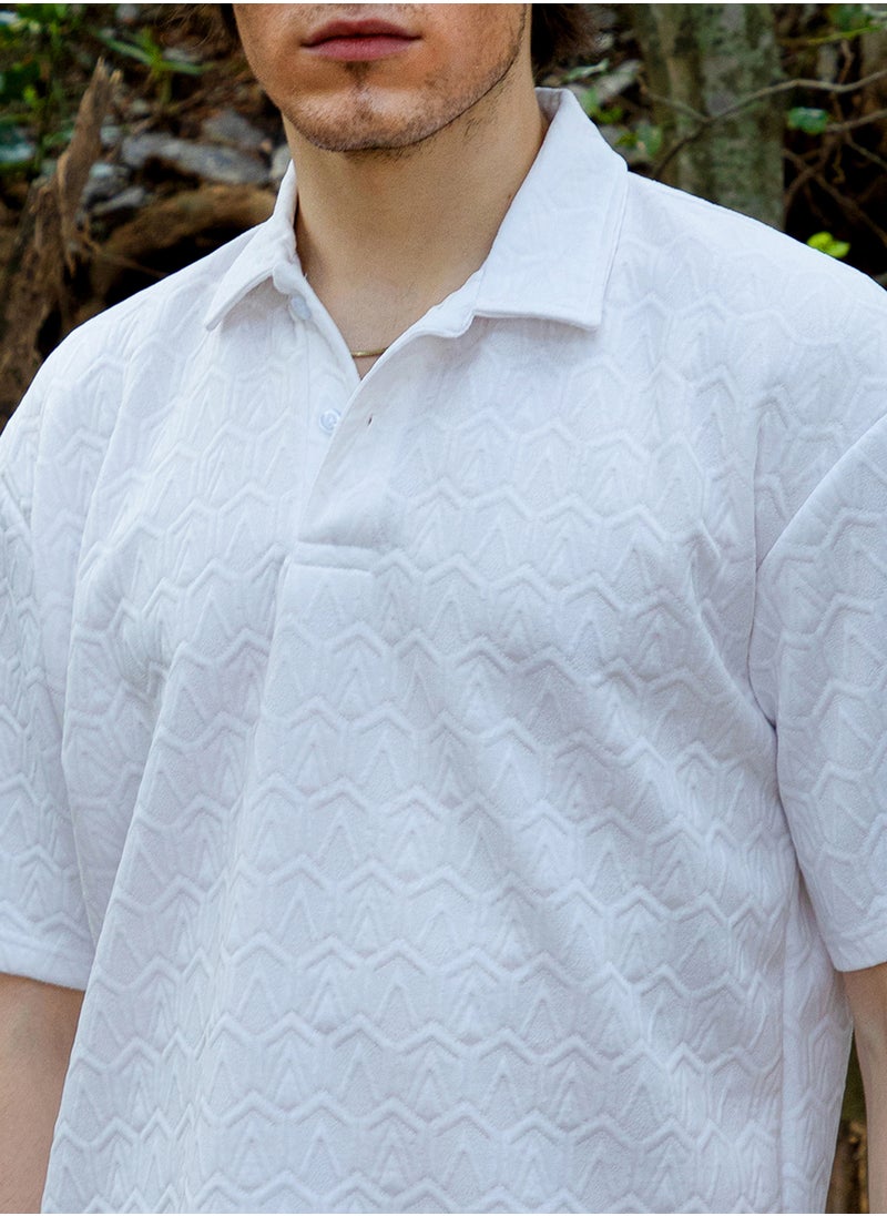 Men's Daisy White Zigzag-Tactile T-Shirt