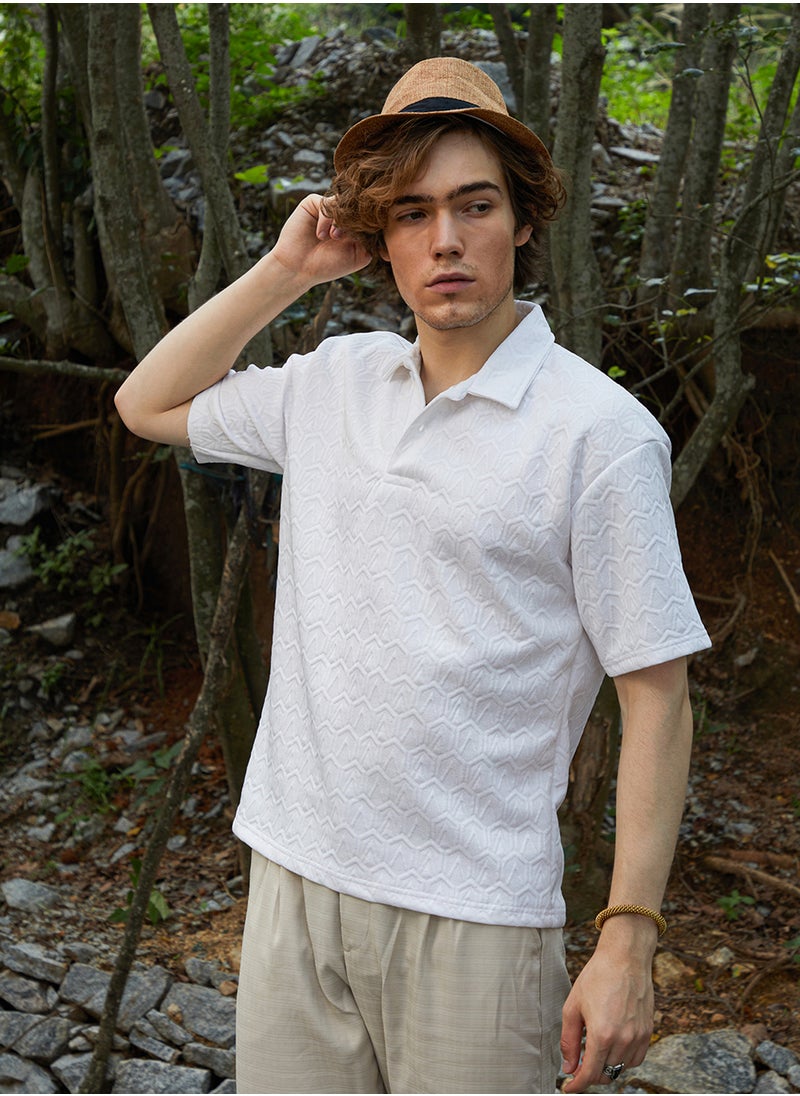 Men's Daisy White Zigzag-Tactile T-Shirt