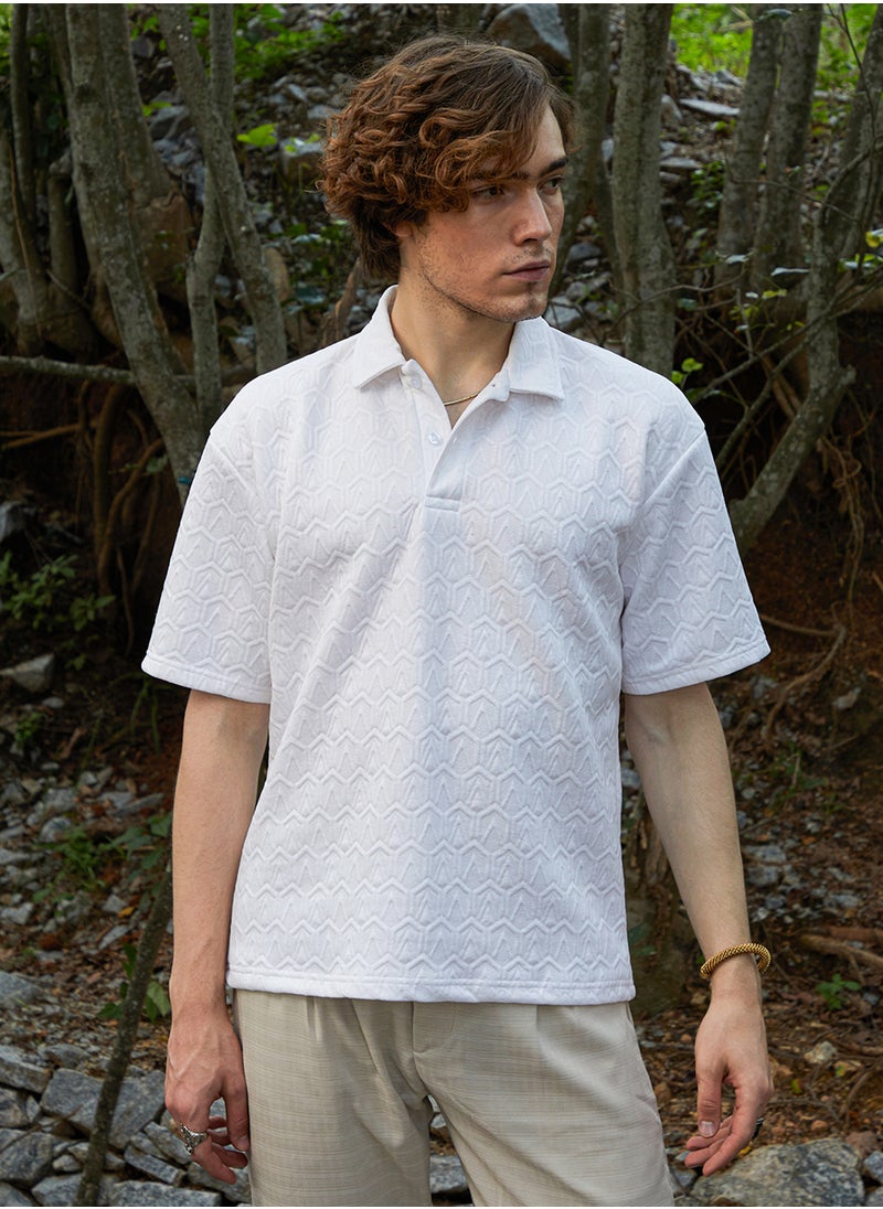 Men's Daisy White Zigzag-Tactile T-Shirt