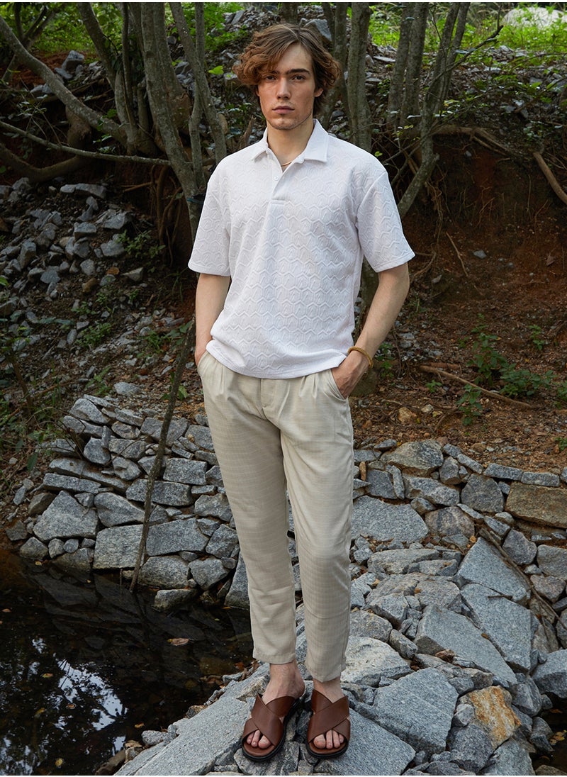 Men's Daisy White Zigzag-Tactile T-Shirt