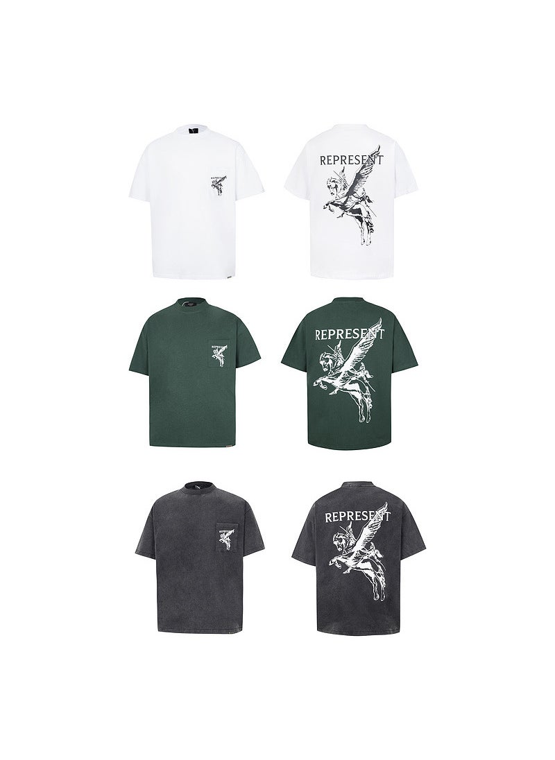 Retro Washed Pegasus Graphic Tee Unisex Wash Black