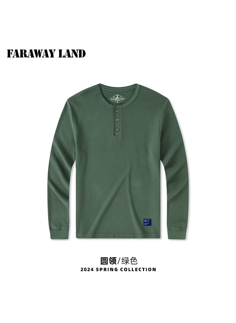 Henry Vintage Waffle Knit Mens Tee Long Sleeve Melange gray