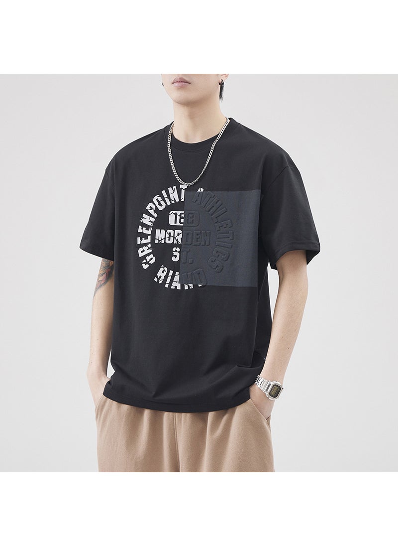 2024 Summer Ice-Cotton Printed Mens Tee Black