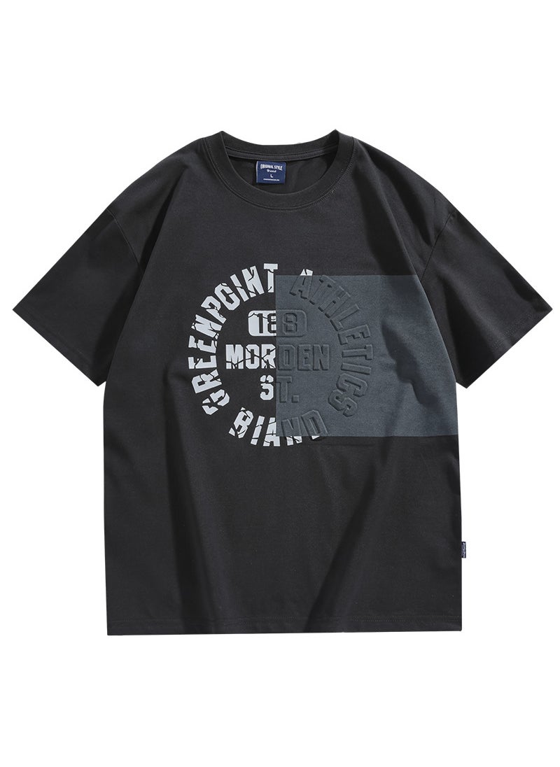 2024 Summer Ice-Cotton Printed Mens Tee Black