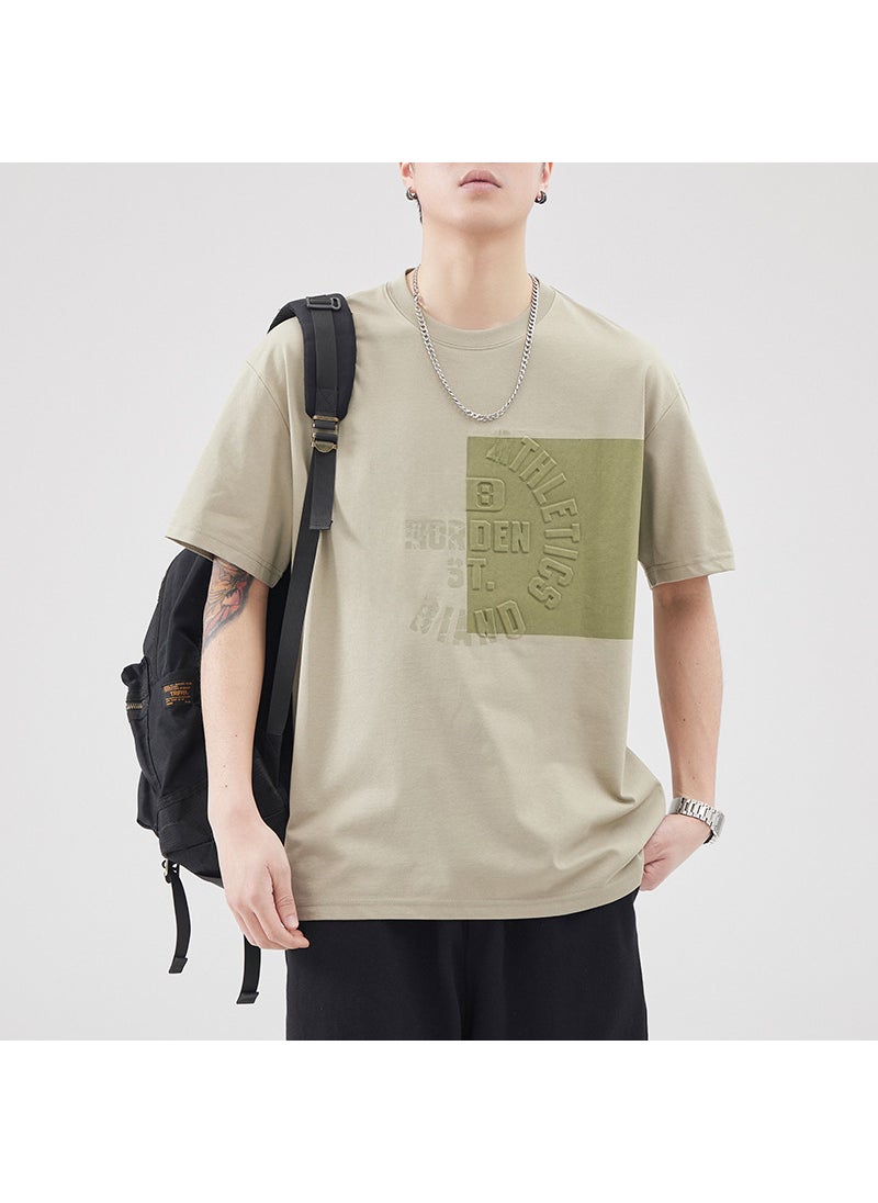 2024 Summer Ice-Cotton Printed Mens Tee greyish green