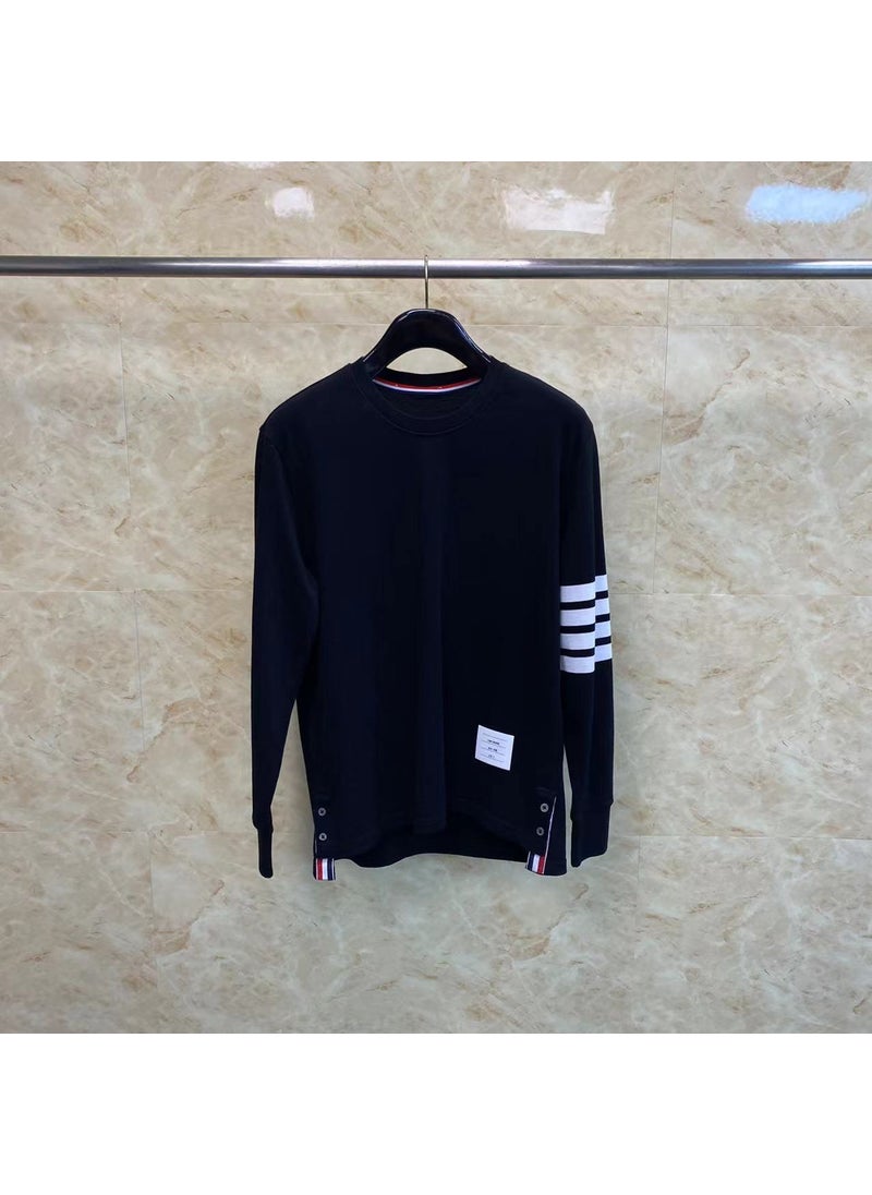 Tom Classic Stripe Long Sleeve Crewneck Tee Black White Bar