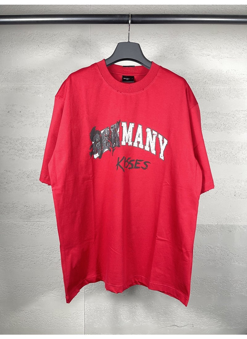 Paris SS24 KissLogo Art Print Loose Tee Red