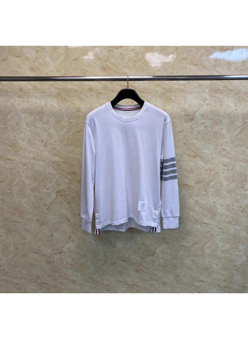 Tom Classic Stripe Long Sleeve Crewneck Tee Gray