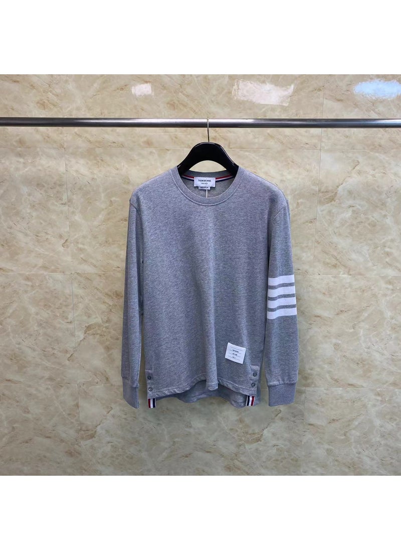 Tom Classic Stripe Long Sleeve Crewneck Tee Gray