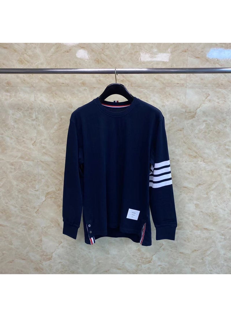 Tom Classic Stripe Long Sleeve Crewneck Tee Gray