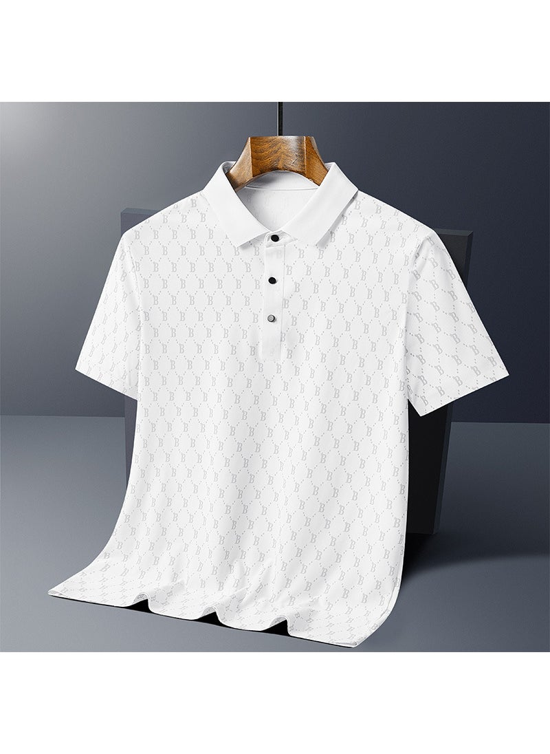 Summer 2024 Mens Breathable Ice-Silk B-Element Seamless Polo Black