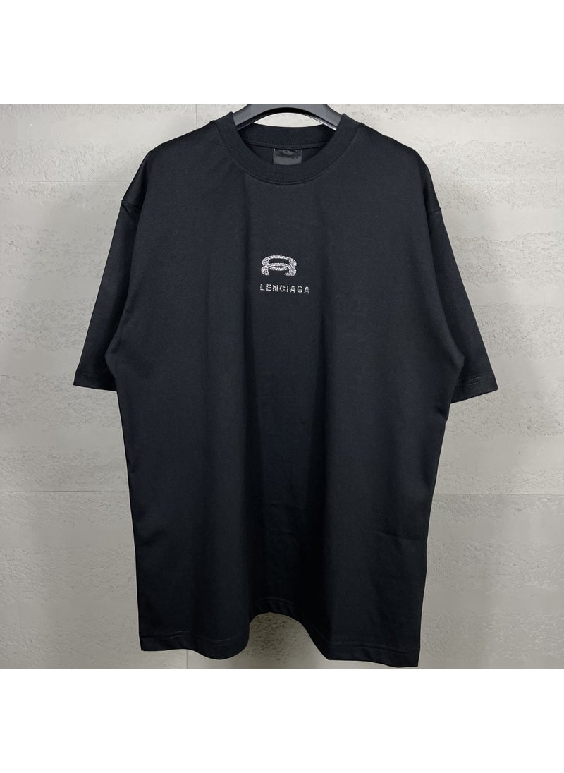 2024 Paris B Logo Crystal Tee Black