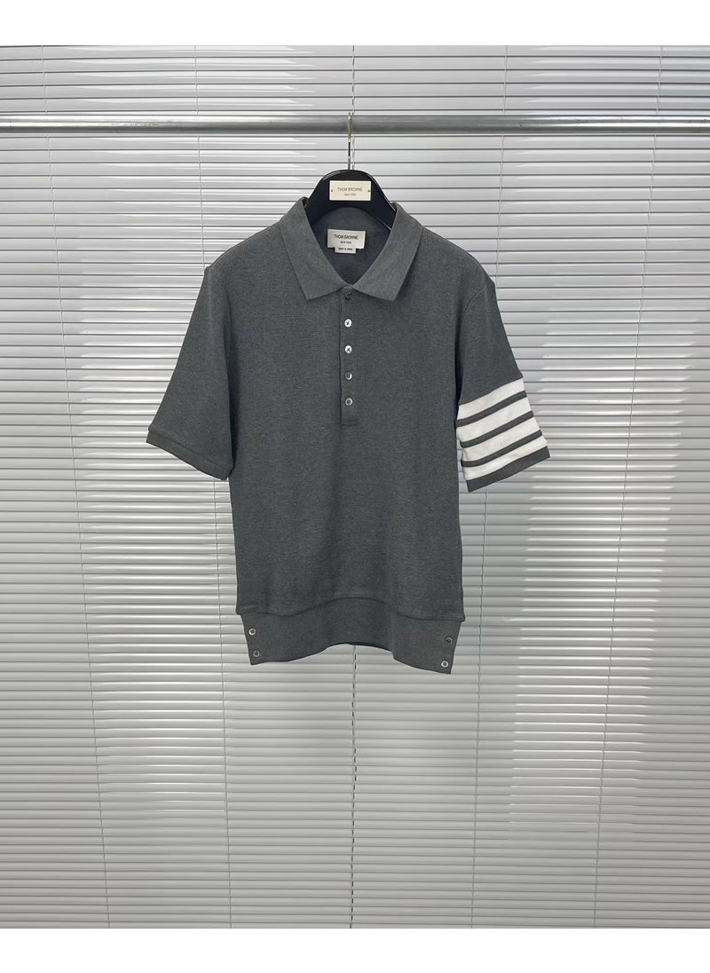 Tbwalf Direct Manufacturing Casual Solid Color Mens Womens Polo Shirt Short Sleeve Versatile Trendy Fashionable Manufacturing light gray