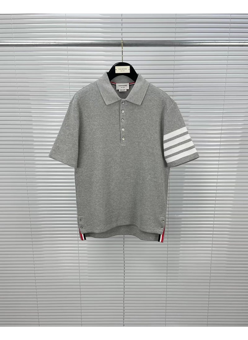 Factory Direct New Waffle Knit Polo Shirt Unisex Grey