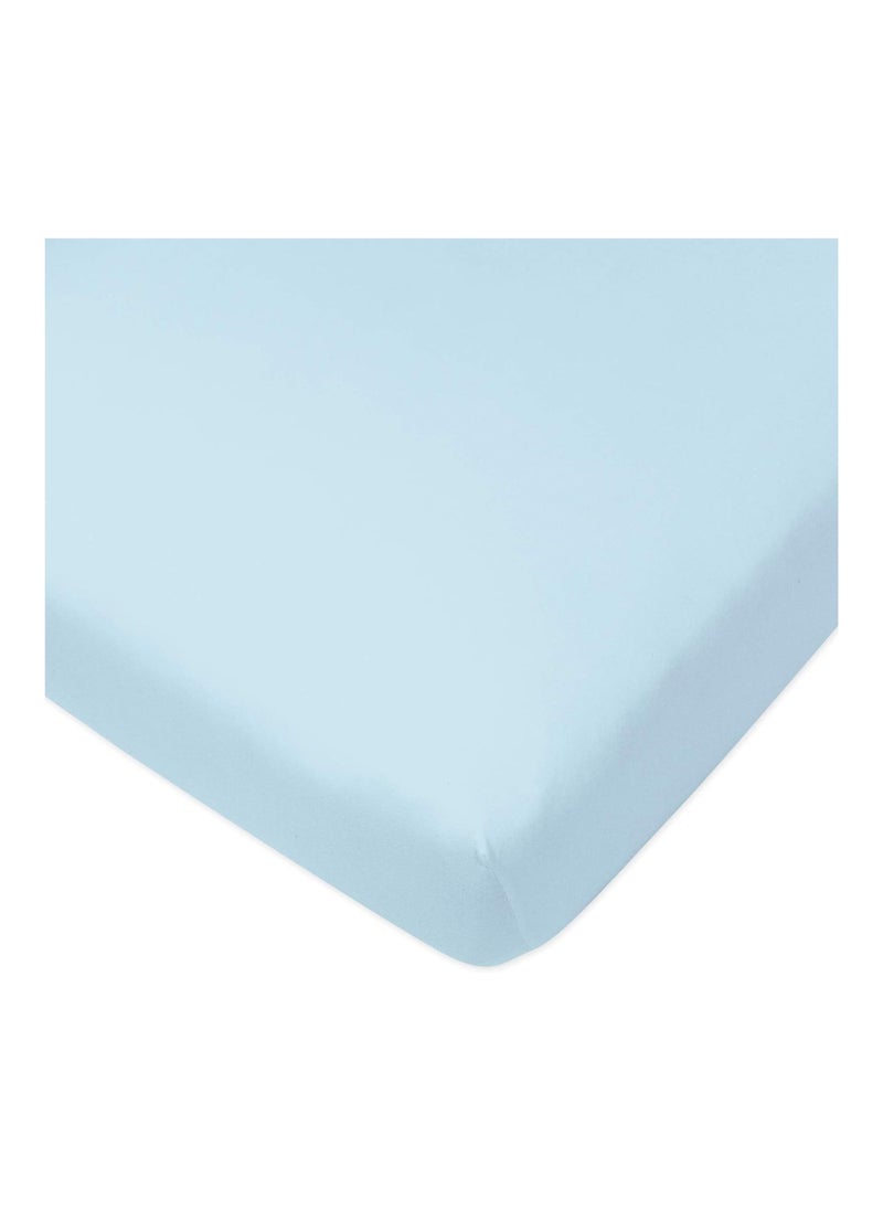 Organic Cotton Fitted Crib Sheet, Light Blue, One Size
