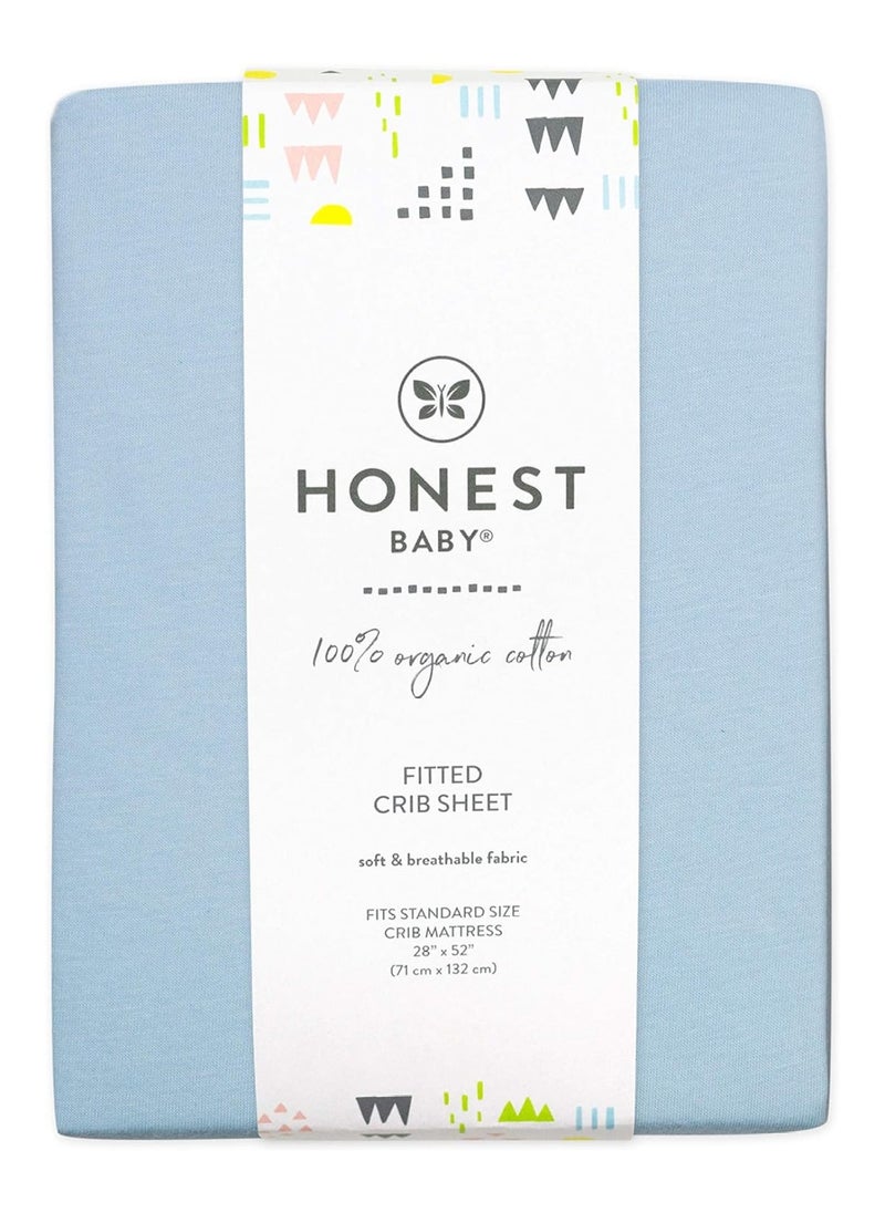Organic Cotton Fitted Crib Sheet, Light Blue, One Size
