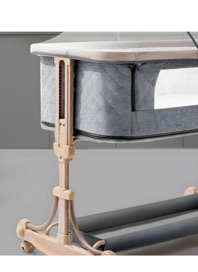 Adjustable Height Baby Bedside Crib - Grey