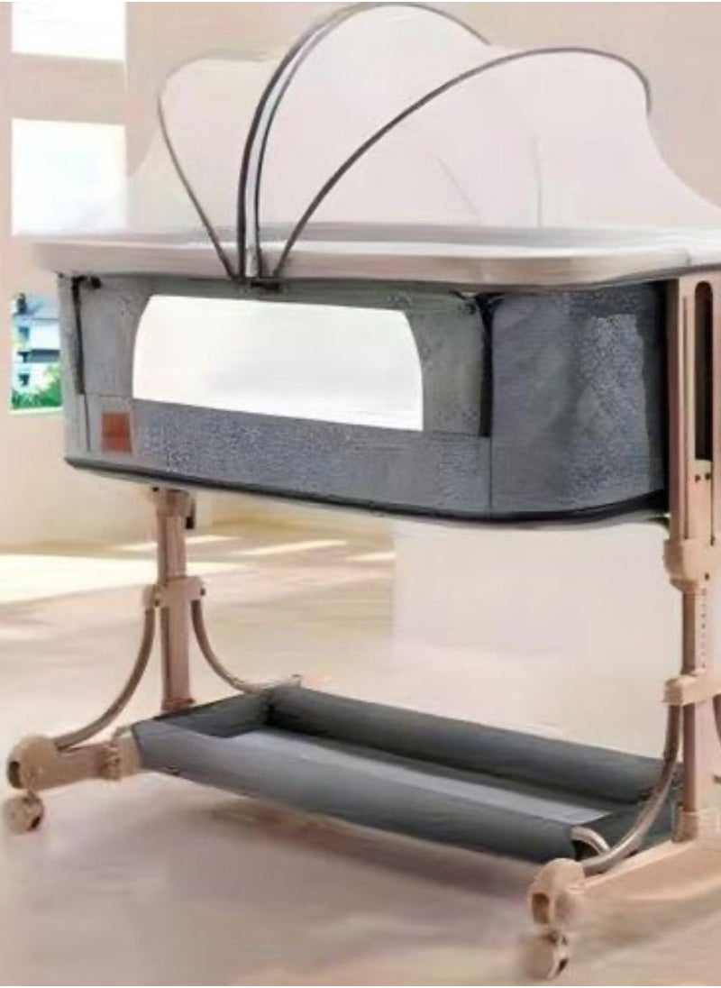 Adjustable Height Baby Bedside Crib - Grey