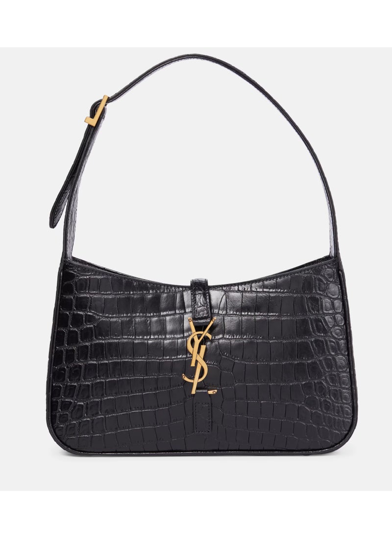 Saint Laurent Le 5 à 7 Leather Shoulder Bag, Women's Hand Bag, Women's Travel Bag, Crocodile Embossed Leather Bag