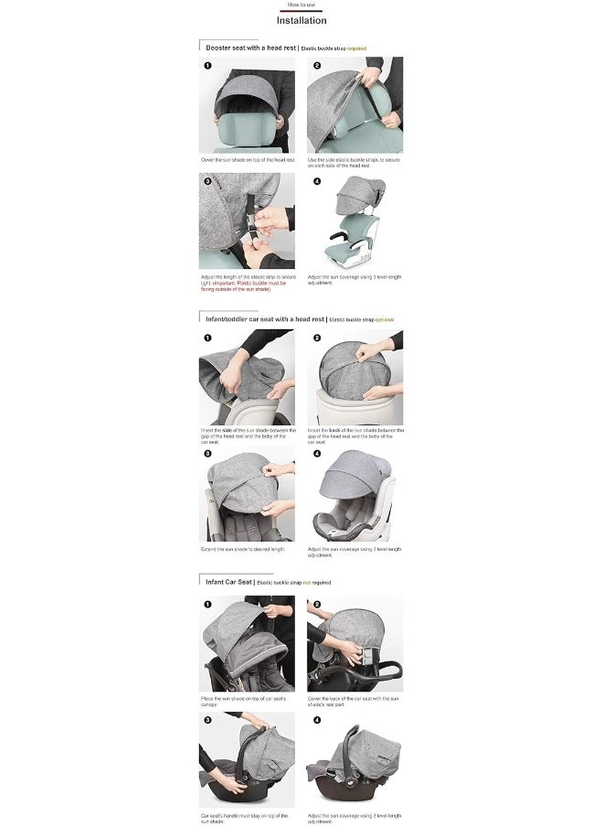 Manito Sun Shade Extender/Auxiliary Canopy for Car Seat