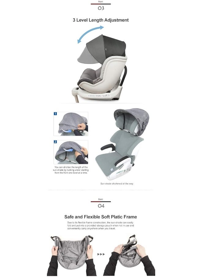 Manito Sun Shade Extender/Auxiliary Canopy for Car Seat