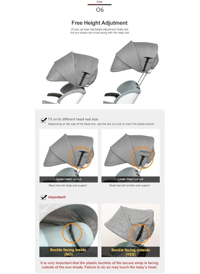 Manito Sun Shade Extender/Auxiliary Canopy for Car Seat