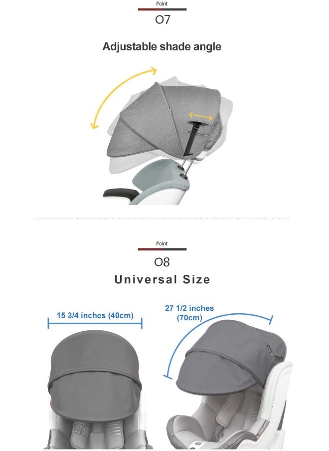 Manito Sun Shade Extender/Auxiliary Canopy for Car Seat