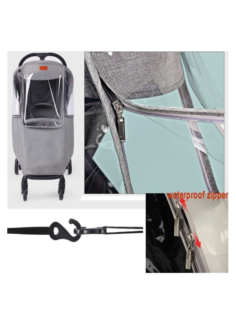 Stroller Rain Cover Universal Weather Shield for Pushchair Stroller Buggy Pram Pushchair Rain Cover with Zip Rain Cover for Pram Baby Travel Weather Shield Fit Most Strollers