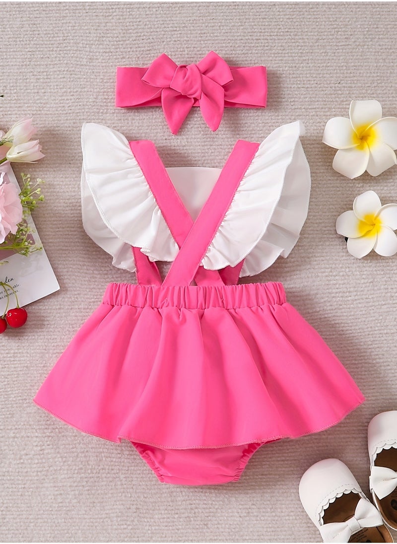 Baby Girl Dress - Ruffled Romper Dress with Puff Sleeves & Letter Print, Newborn Baby Dress, Baby Gift Set, Girl Dress, Frock for Girls, Soft Infant Outfit - 70cm (6-9M)