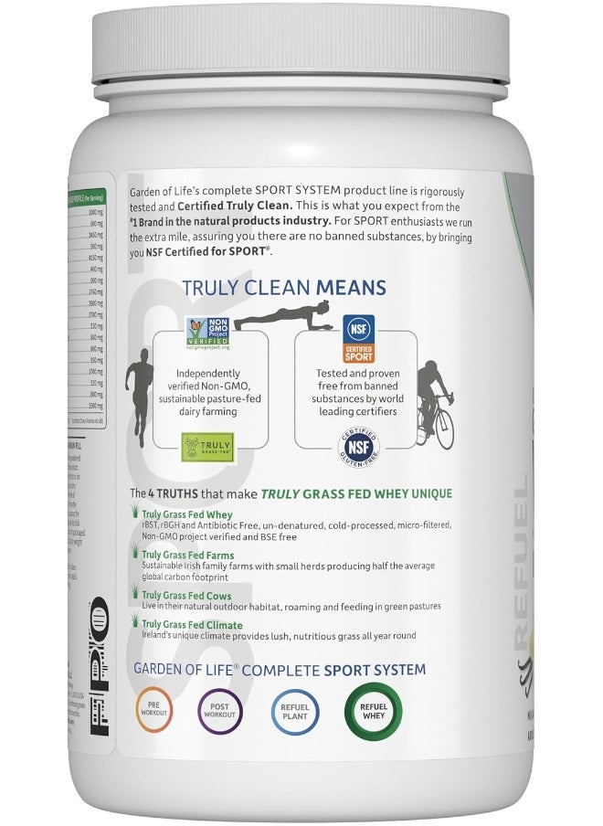Sport Whey Protein Powder Vanilla Premium Grass Fed Whey Protein Isolate Plus Probiotics For Immune System Health 24G Protein Non GMO Gluten Free Cold Processed 20 Servings