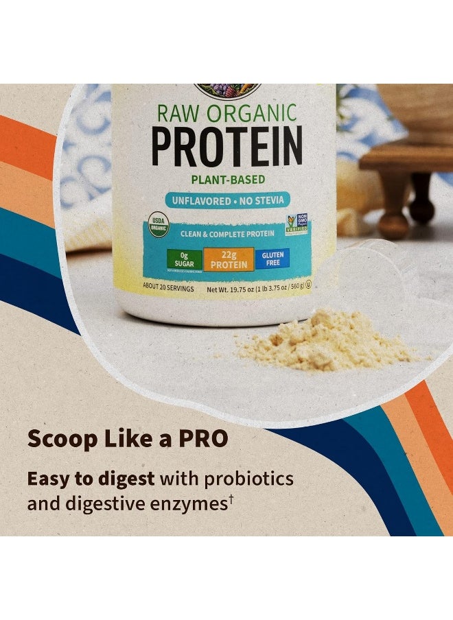 Raw Organic Protein Powder Unflavored No Stevia 19.75oz (560g)