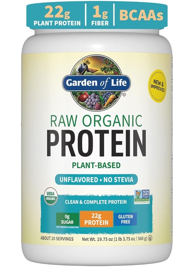 Raw Organic Protein Powder Unflavored No Stevia 19.75oz (560g)